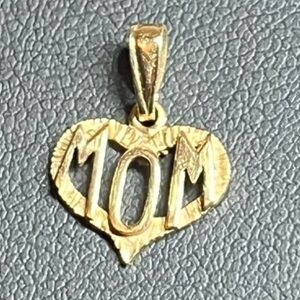 10k gold “Mom” pendant charm. Necklace or bracelet.